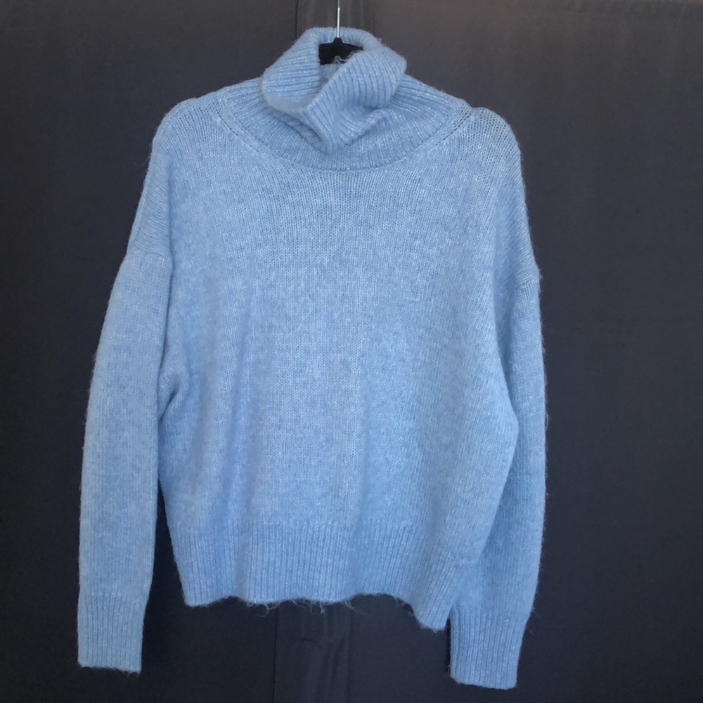 Zara turtleneck oversized knit sweater in sky blue